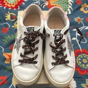 Golden Goose White Sneakers with Glitter Star